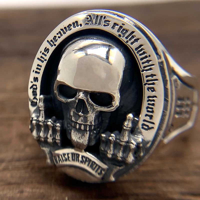 925 silver skull ring men,black stone,present for him,made in japan,fc261 - General Rings - Other Metals Silver