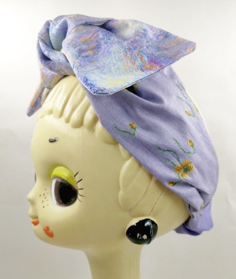 Petitbebe~渲染紫色系二用蝴蝶結髮帶蝴蝶結可拆下 - 髮夾/髮圈 - 棉．麻 紫色