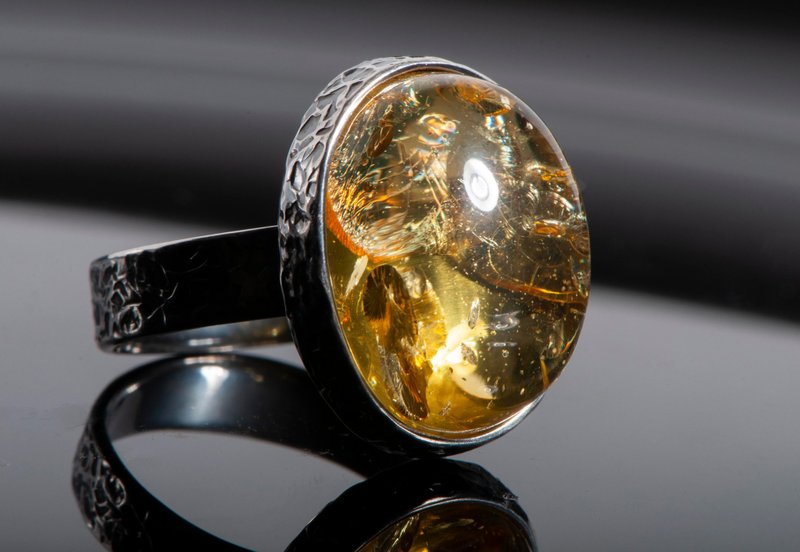 Sterling Silver Sunstone Amber Ring Handmade and Contemporary - General Rings - Semi-Precious Stones Gold