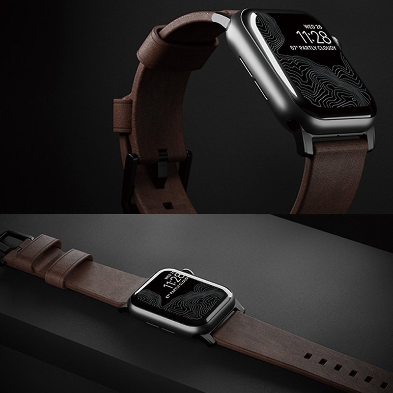 【美國NOMAD】HORWEEN Apple Watch專用皮革錶帶摩登款-45/44/42 - 錶帶 - 真皮 咖啡色