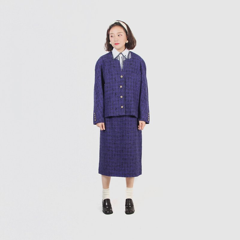 [Egg plant ancient] blueberry celebration wool vintage set - One Piece Dresses - Wool 