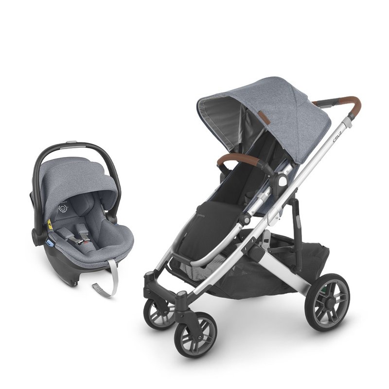台灣宅配【UPPAbaby】【推車提籃組合】CRUZ V2藍灰色+藍灰色提藍 - 嬰兒車/嬰兒推車 - 其他材質 灰色