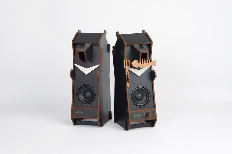 Bear hunting | three-dimensional puzzle audio Taiwan black bear (two-channel) + fish and harpoon - Speakers - Wood Black