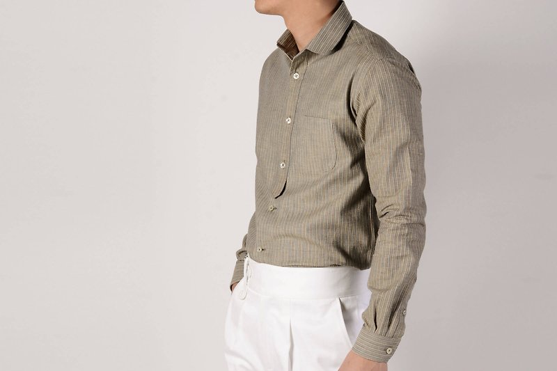 Club Collar Shirt - Indigo Stripe
