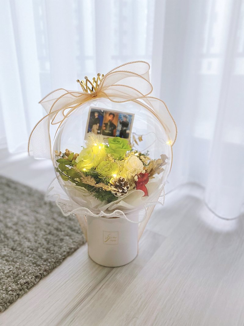 【Can be customized】Printable Photo Bobo Ball Bouquet Immortal Dry Flower Bouquet Marriage Proposal Confession Birthday - ช่อดอกไม้แห้ง - พืช/ดอกไม้ 