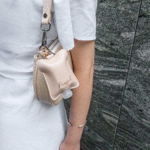 【Personlization】Hand Sanitizer Holder Charm in Nude Pink Leather