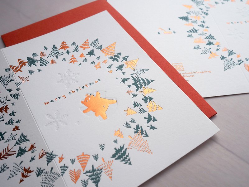 Letterpress Xmas Card - First Snow - การ์ด/โปสการ์ด - กระดาษ ขาว