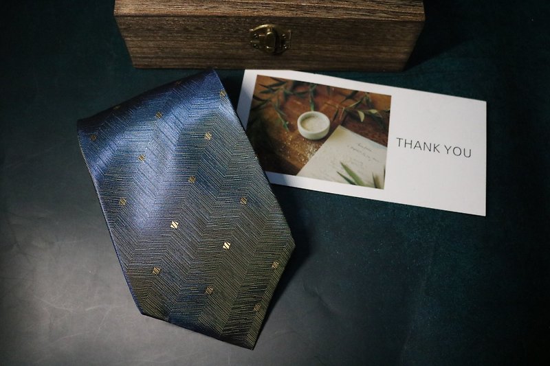 蓝色真丝小方块领带 绅士风百搭正装商务necktie