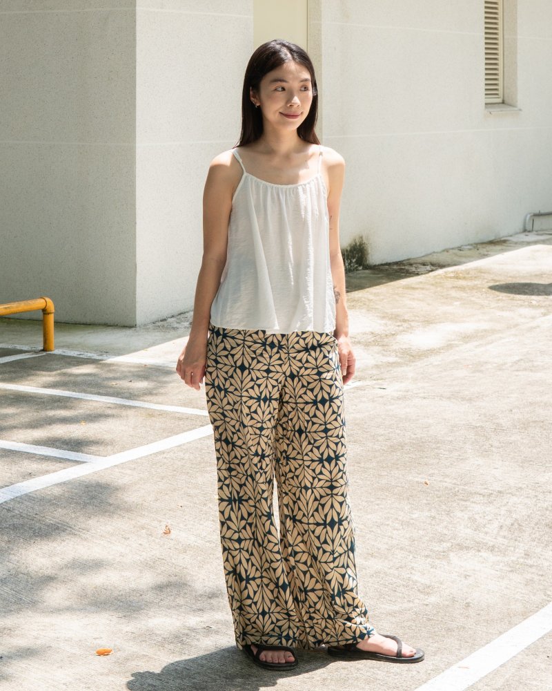 印度蓋染工藝純棉 女生長褲 － 月桂綠 - 女長褲 - 棉．麻 多色