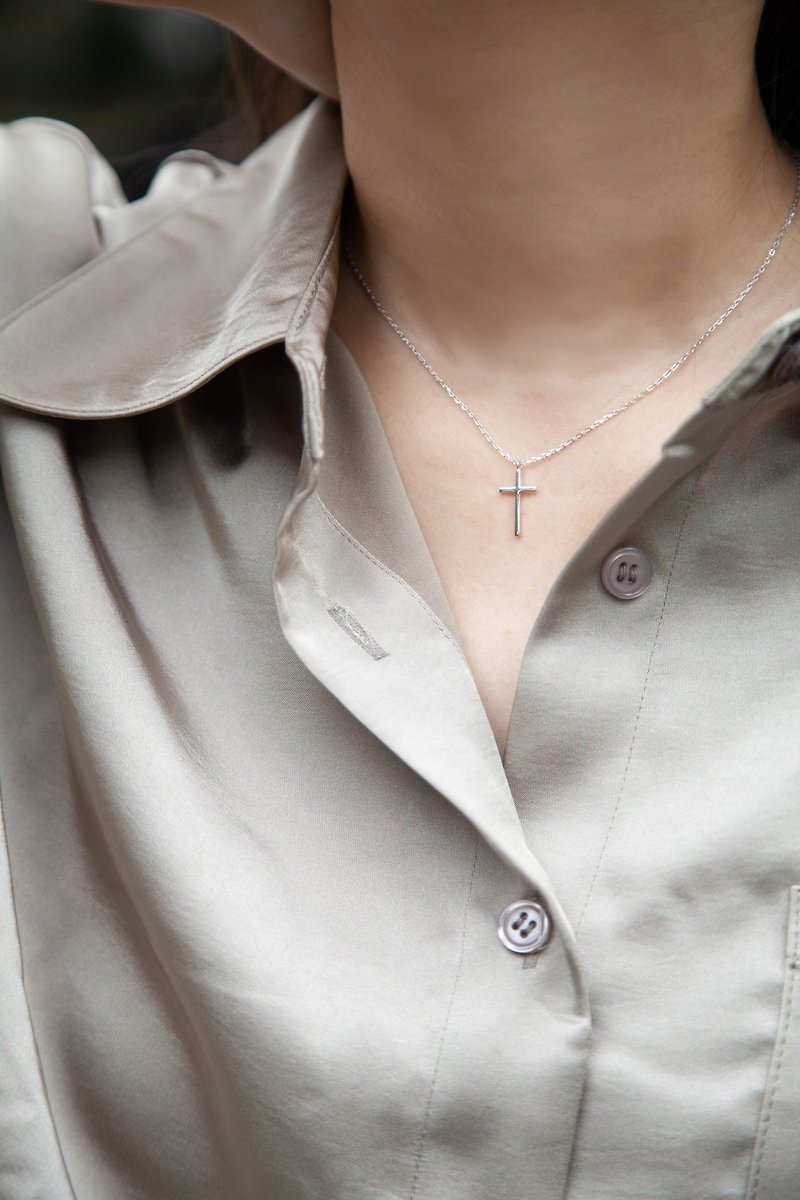 Simple cross necklace sterling silver faith classic - Necklaces - Sterling Silver 