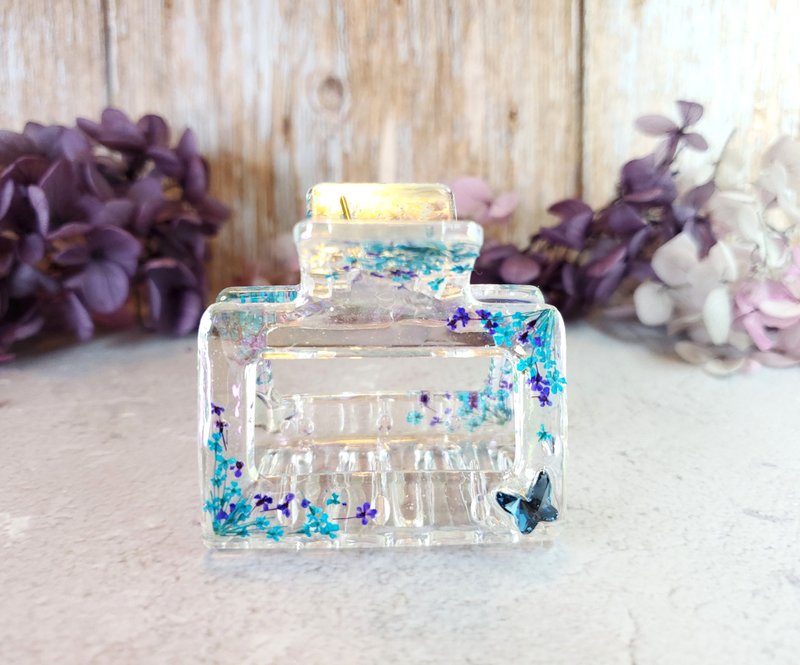 藍與紫蕾絲花幻彩鯊魚夾 - 髮夾/髮圈 - 樹脂 藍色