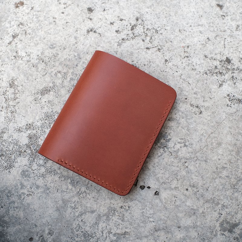 Hand-sewn simple six-card clip wallet clip / buttero caramel brown - Wallets - Genuine Leather Brown