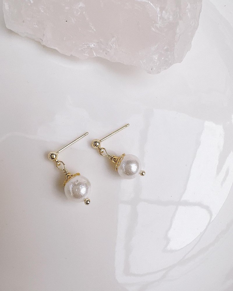 C&W natural Japanese pearl cotton, simple and versatile s925 sterling silver earrings and earrings - Earrings & Clip-ons - Sterling Silver Gold