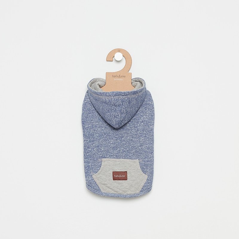 [Tail and me] pet clothes hooded diamond pocket top blue gray - Clothing & Accessories - Cotton & Hemp 