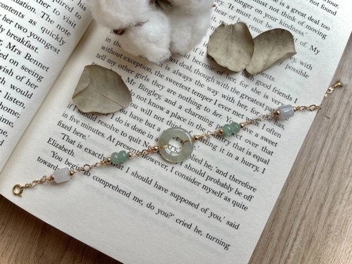 Natural Jadeite Type A - 14K Gold Filled Icy Jade Peace Buckle Bracelet