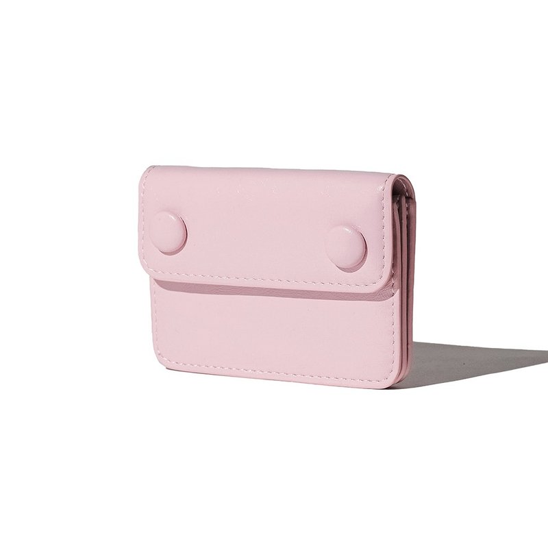 DOT Accordion Coin & Card Wallets baby pink - 錢包/皮夾/長短夾 - 真皮 粉紅色