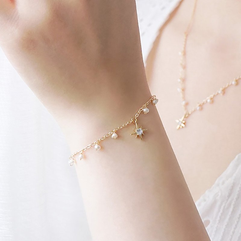 Love & Romance x Freshwater Pearl, Cubic Zirconia, 18K Gold Adjustable 