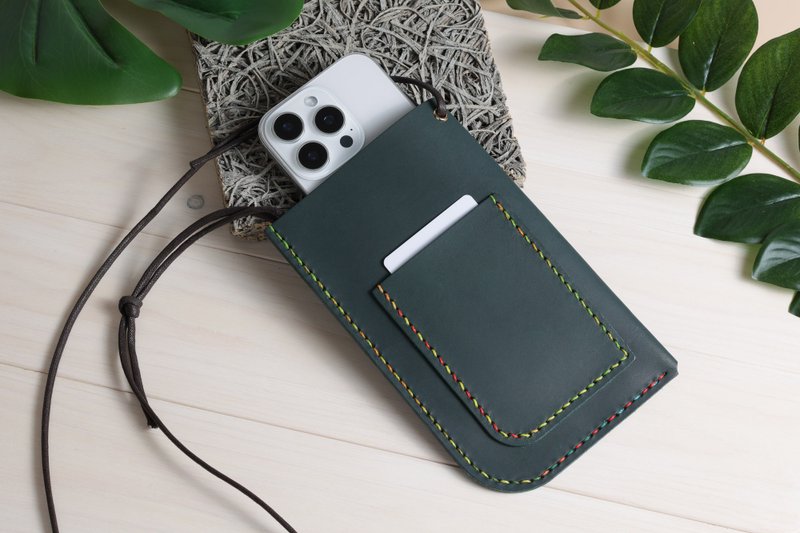 [95% off for two people] Vegetable-tanned mobile phone bag_Mobile phone protective case DIY_iPhone 16 pro - เครื่องหนัง - หนังแท้ 