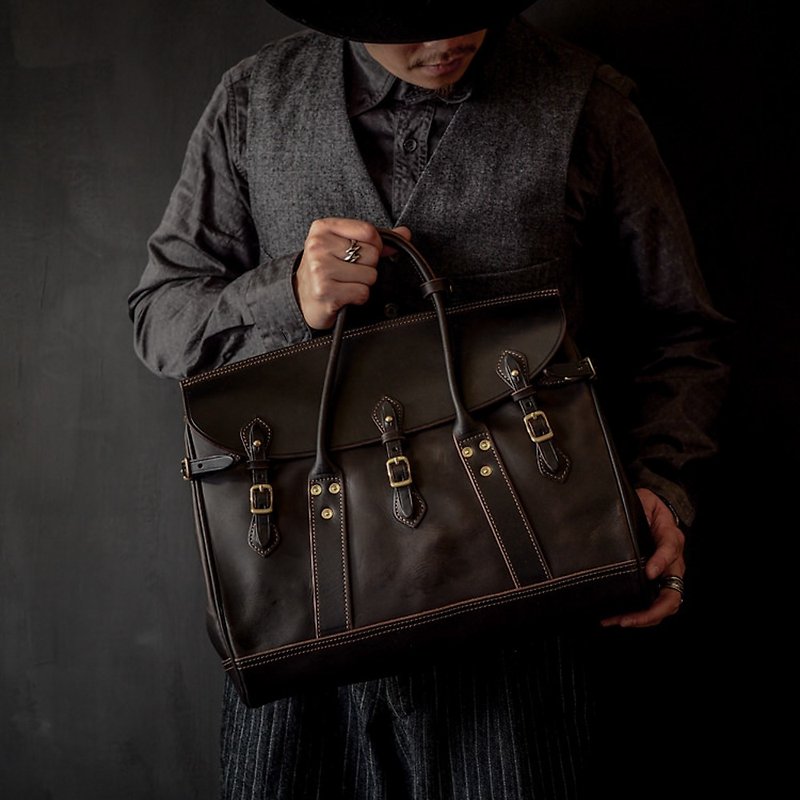 HEYOU –Well-Dressed Satchel - Full Veg-Tanned Leather - กระเป๋าถือ - หนังแท้ สีดำ