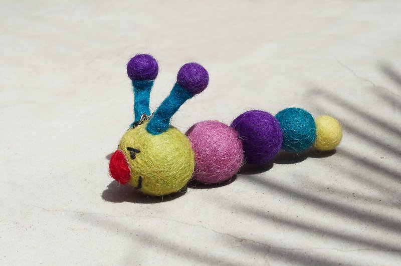 Mother's Day gift ornaments handmade limited edition wool felt / wool felt key ring / key ring animal / animal wool felt - colorful color caterpillar - ที่ห้อยกุญแจ - ขนแกะ หลากหลายสี