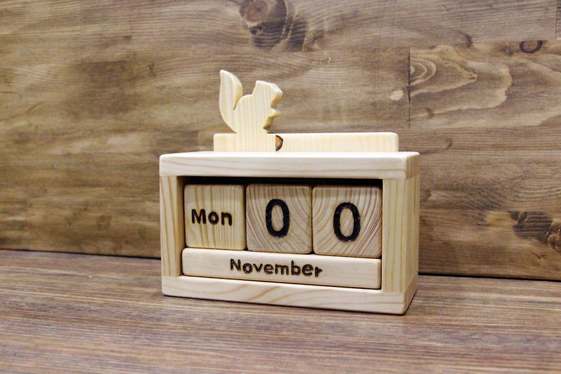 [Customized Gift] Log Perpetual Calendar Desk Calendar Desk Birthday Gift - Calendars - Wood Brown