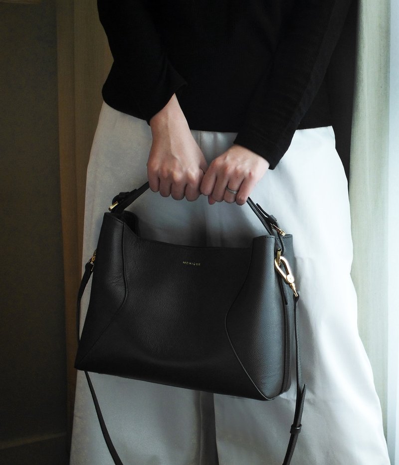 MONIQUE ATELIER Alexis Top-handle Bag 皮革手提包 - 手提包/手提袋 - 真皮 咖啡色