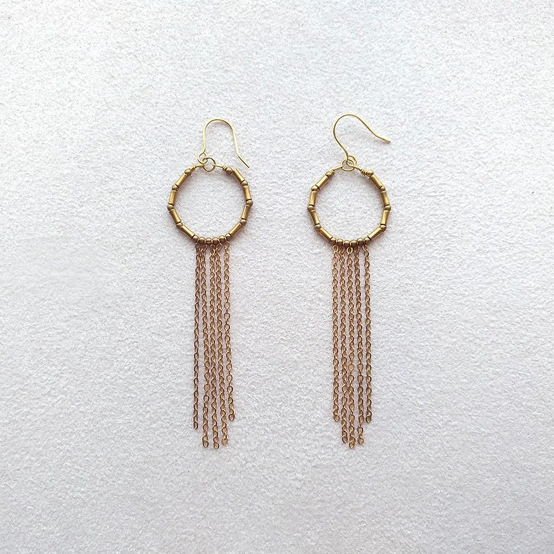 e039-romantic-brass pin clip earrings - Earrings & Clip-ons - Other Metals Gold