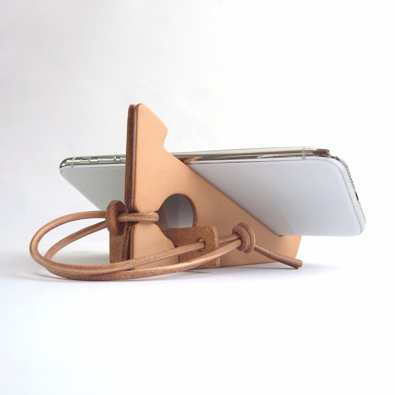 Smartphone Stand using Leather (Undyed)【zaza/ざざ】 - Phone Stands & Dust Plugs - Genuine Leather Brown