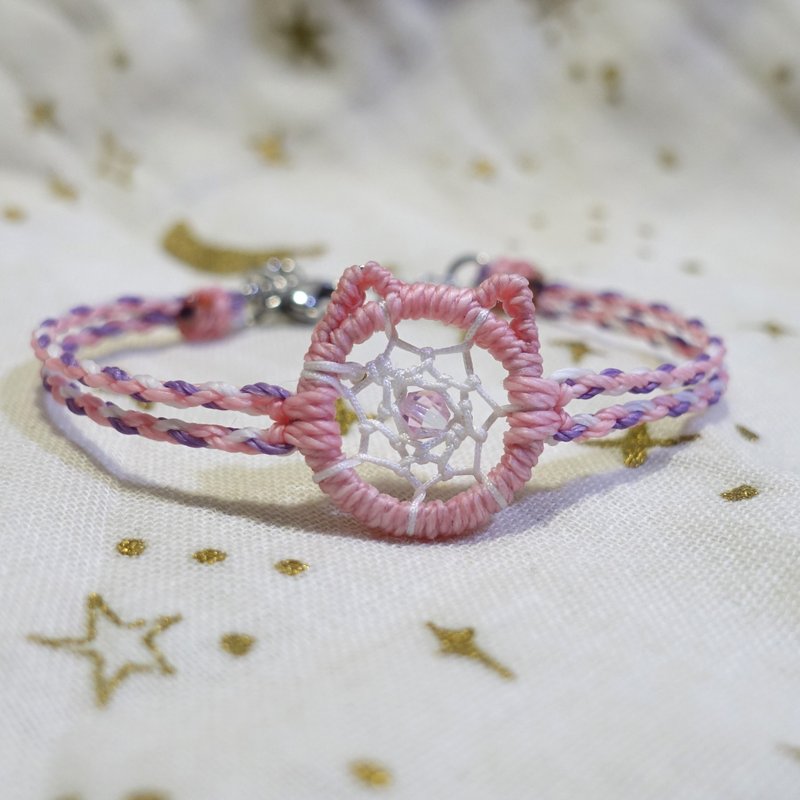 Catcher Meow Rose Quartz Powder│Cat Dream Catcher│Watch Bracelet│Waterproof Material - สร้อยข้อมือ - วัสดุกันนำ้ สึชมพู