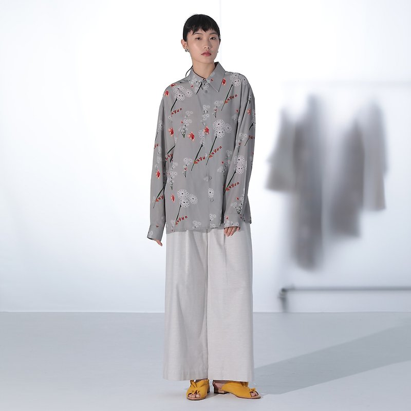 Printed Oversized Long Shirt - Women's Shirts - Other Materials Multicolor