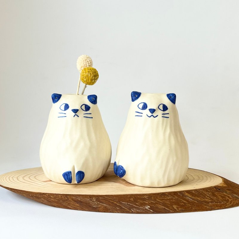 Cat vase - เซรามิก - ดินเผา ขาว