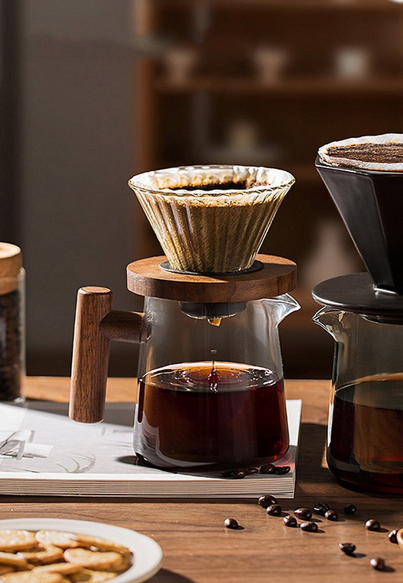 Walnut Changhong glass hand pour filter set - Coffee Pots & Accessories - Wood 