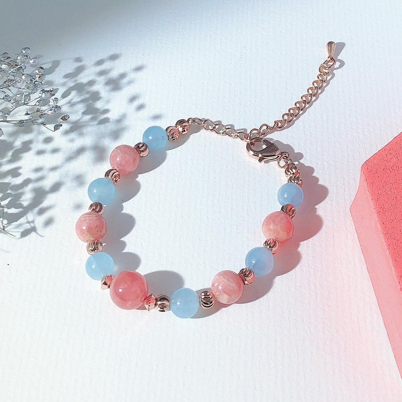 Natural Stone Crystal Rhodochrosite Bracelet - สร้อยข้อมือ - คริสตัล สีแดง