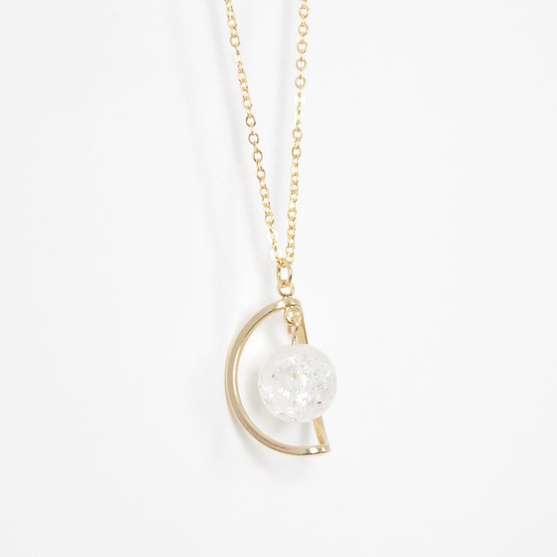 armei Crescent Moon x Crystal Necklace New moon - Chokers - Gemstone White