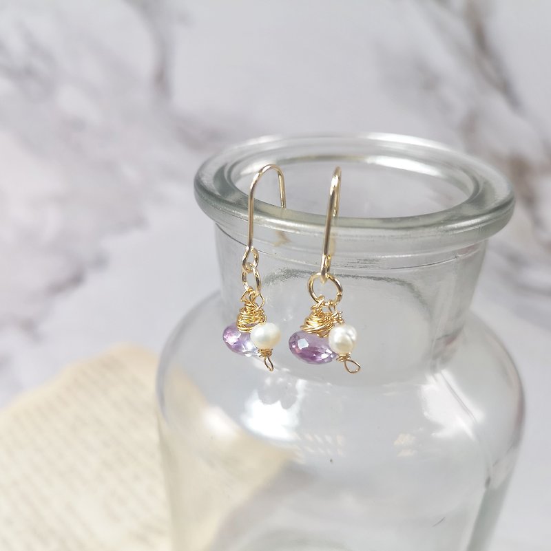 Amethyst pearl earring - Earrings & Clip-ons - Crystal Purple