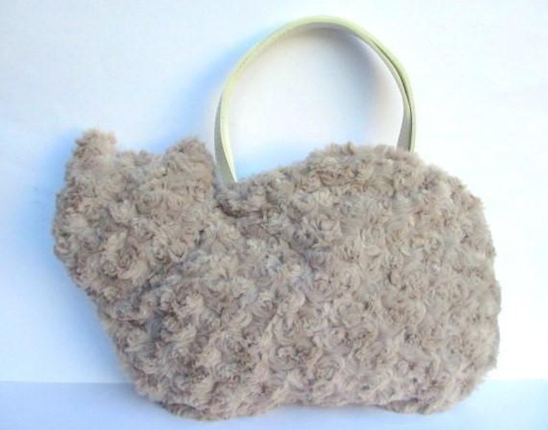 Cat bag * fluffy fur gray - Handbags & Totes - Cotton & Hemp Gray