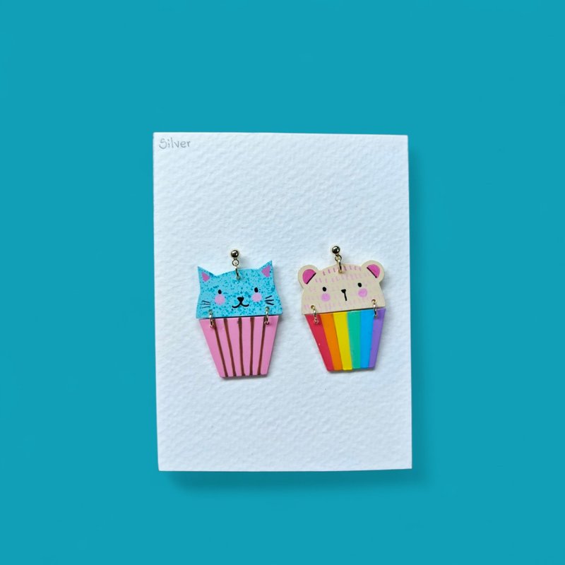Cat Cupcake - 耳環/耳夾/耳骨夾 - 其他材質 