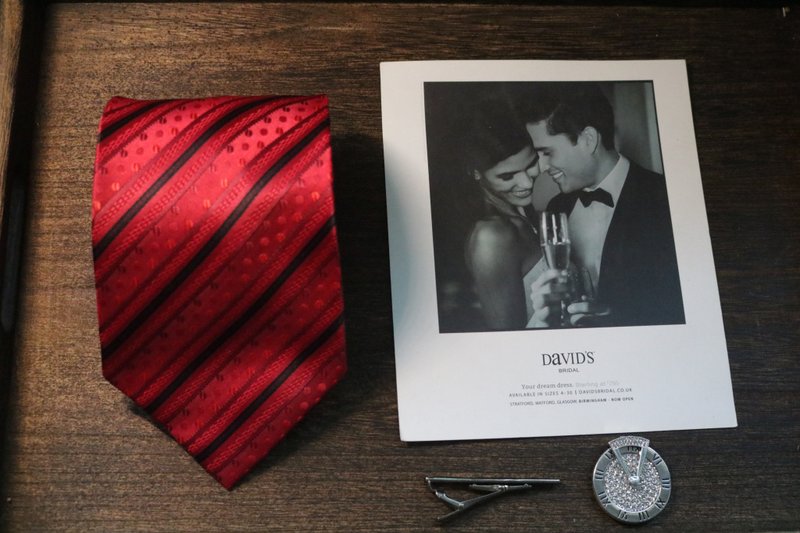 紅色黑條紋真絲領帶婚禮新郎necktie - 領帶/領帶夾 - 絲．絹 紅色