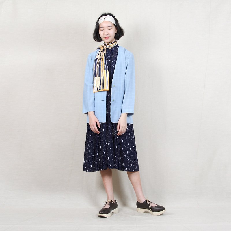 [Egg plant ancient] water color day old blouse thin coat - Overalls & Jumpsuits - Polyester Blue