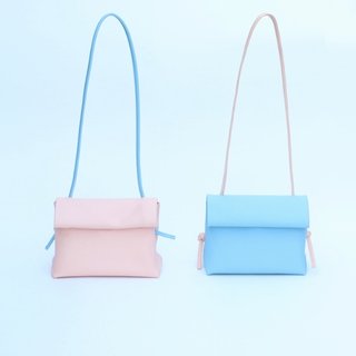 Small pink/blue macaron ice cream color minimalist pure contrast cowhide leather crossbody bag shoulder bag