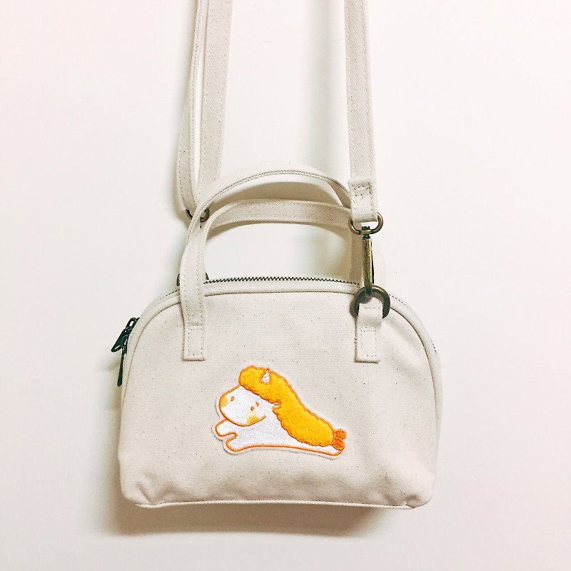 Fried shrimp partner / double-sided multi-purpose shell bag messenger bag - กระเป๋าแมสเซนเจอร์ - ผ้าฝ้าย/ผ้าลินิน 