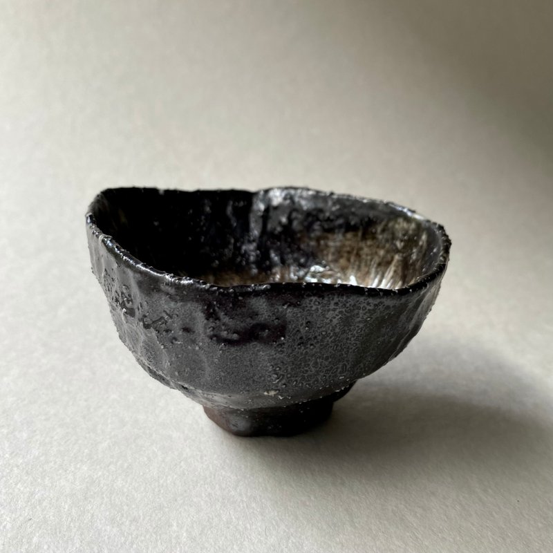 陶/柴燒/絞胎/小茶杯/附木盒 - 其他杯子 - 陶 黑色