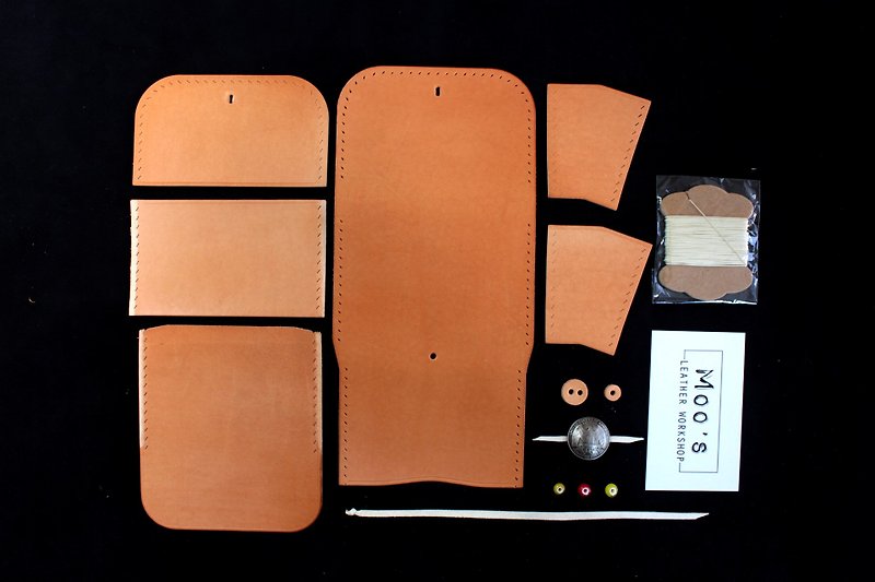 MOOS Indian cardholder Indian style wallet material bag - เครื่องหนัง - หนังแท้ สีส้ม