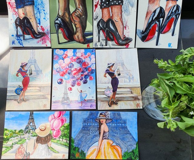 靴の絵ハイヒールオリジナルアートパンストの縫い目黒ストッキング美脚