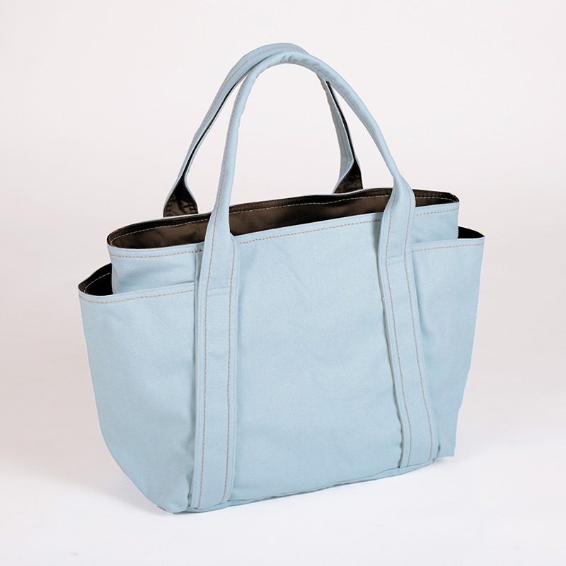 Drawstring/canvas universal tool bag-baby blue (medium size) - กระเป๋าแมสเซนเจอร์ - ผ้าฝ้าย/ผ้าลินิน สีน้ำเงิน