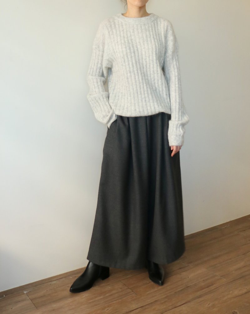 Ryu Wool Culottes - Charcoal wool wide pants - Women's Pants - Wool 
