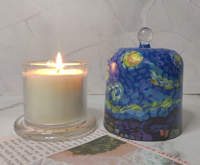 Ceramic Candle Holder Van Gogh Oil Painting Storage Jars with Lid