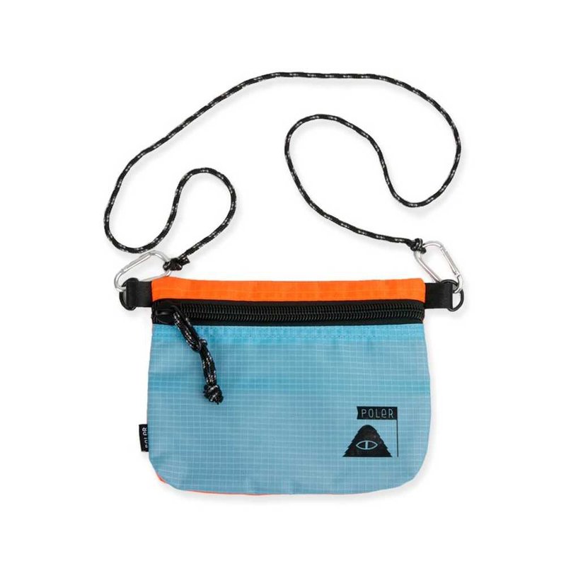 日本限定 POLER STUFFABLE POUCH  2023新版輕便袋收納包 橘.藍 - 側背包/斜背包 - 尼龍 多色