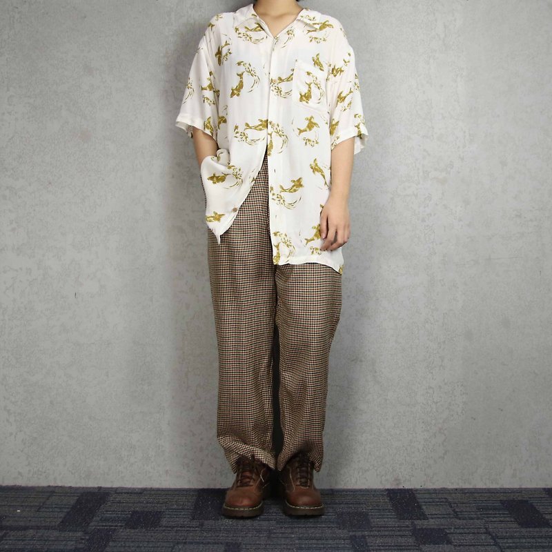 Tsubasa.Y Vintage House Plaid Trousers 002, Vintage Check Plaid Check - Women's Pants - Cotton & Hemp 
