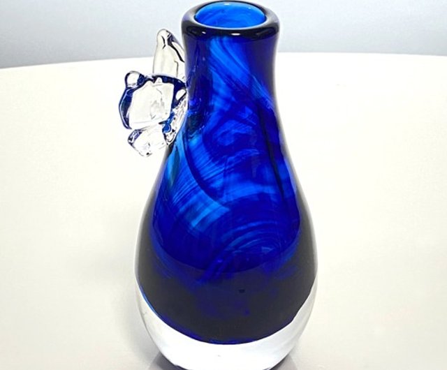 龍仙作青銅花瓶一輪挿し